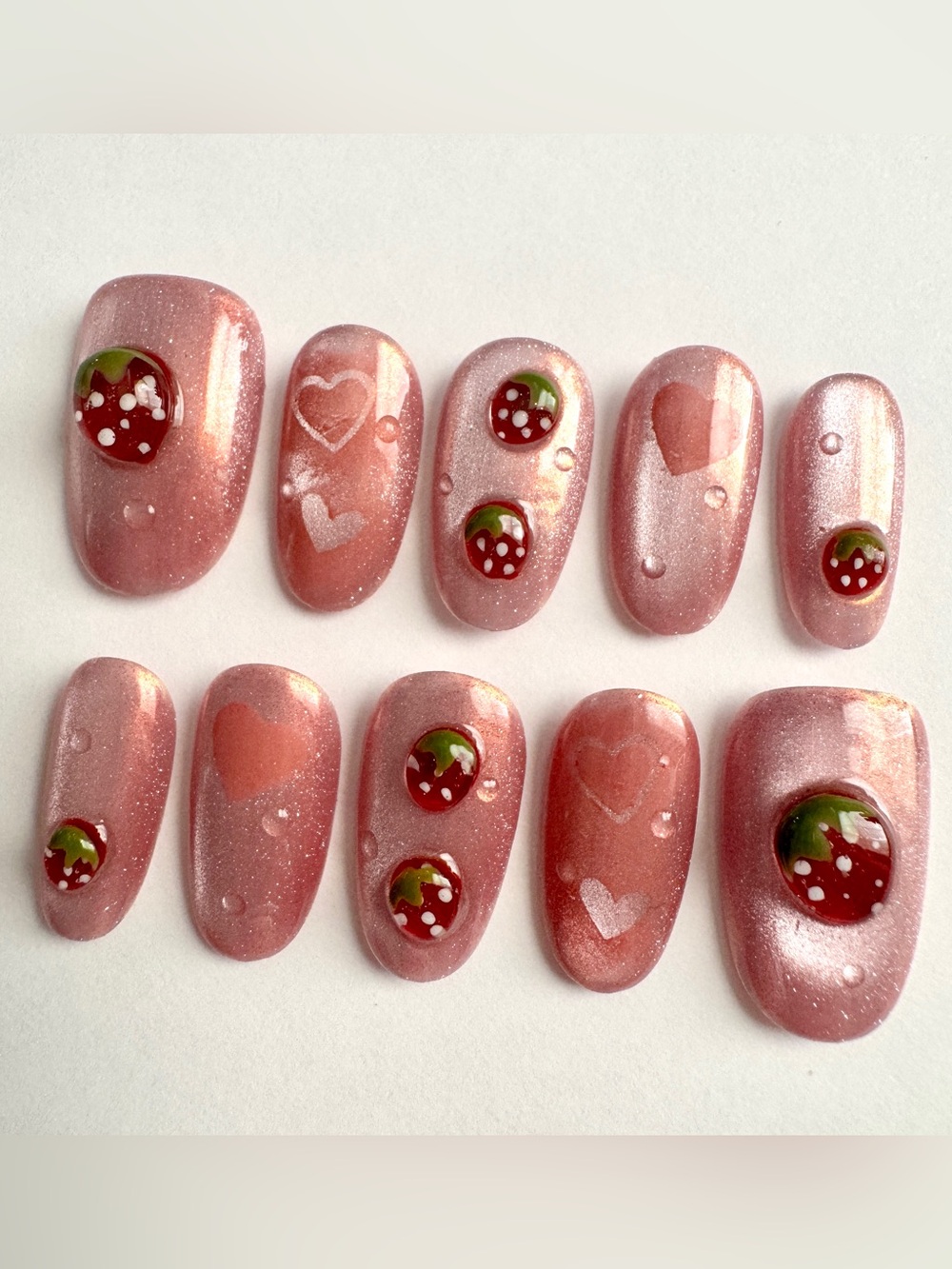 Shimmer Pink Strawberry Press-On Nail Set
